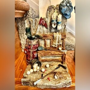 2 GOLF book holders Rustic Decor with Red and Gold Accents